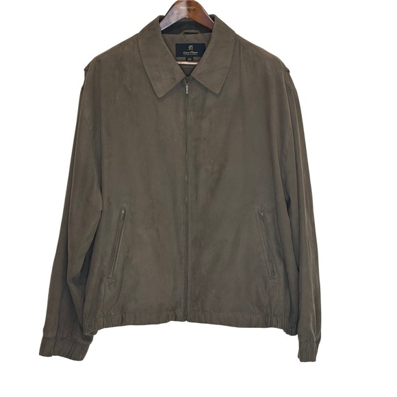 Gary Player Faux Suede Zip Jacket Taupe Brown Mens XXL Classic Golf Style - Picture 4 of 11